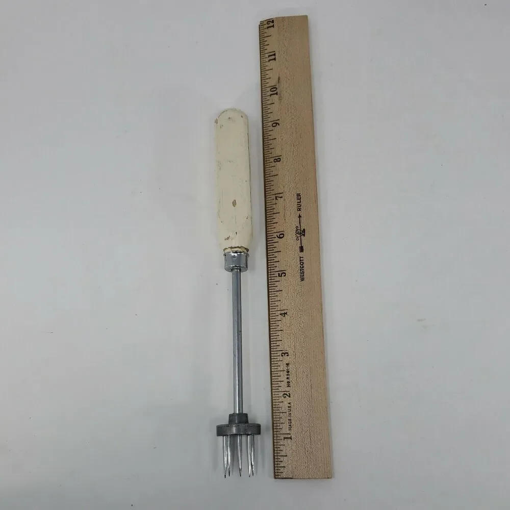 CHIP CHOP Ice Cube Crusher Pick Vintage  c1940s  Spring Loaded Wood Handle Apex